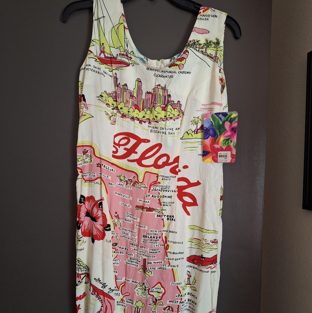Colorful Florida Map Print Dress Size 8